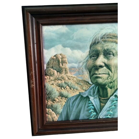 Vintage Alfredo Rodriguez Framed Print Art Of A Native American Man In Desert - Picture 11 of 11